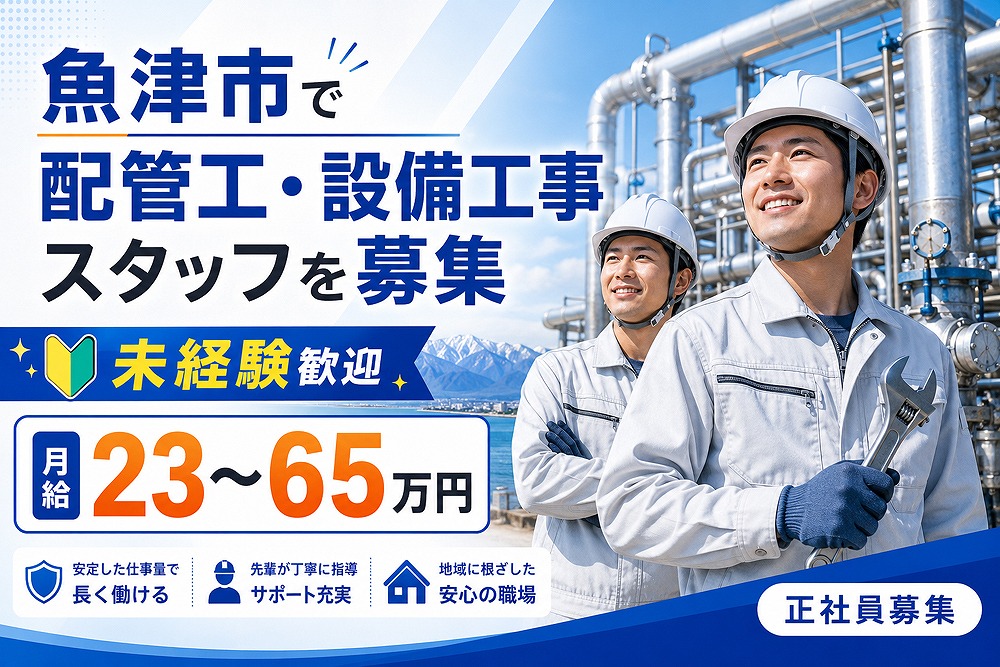 魚津市の配管工・設備工事スタッフ募集バナー