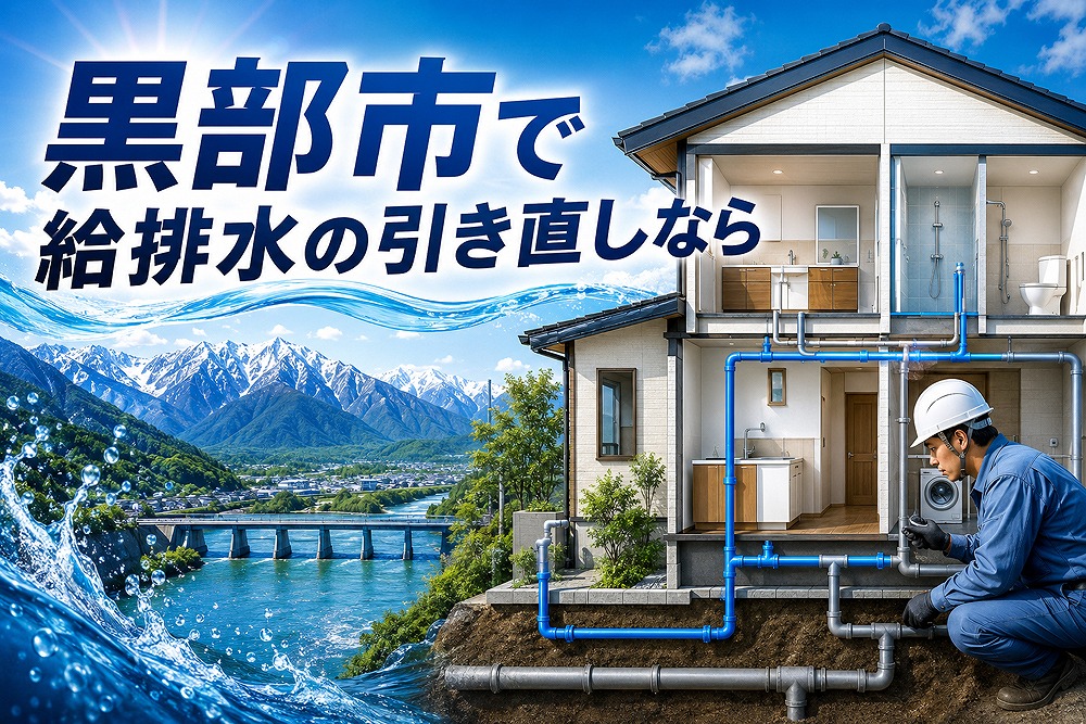 黒部市で給排水の引き直しを案内するバナー